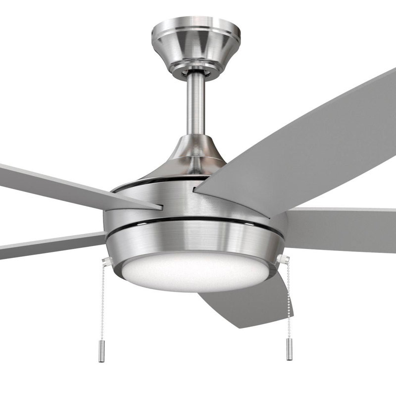Ventilateur de plafond DEL Nolyn, Nickel brossé, 5 pales