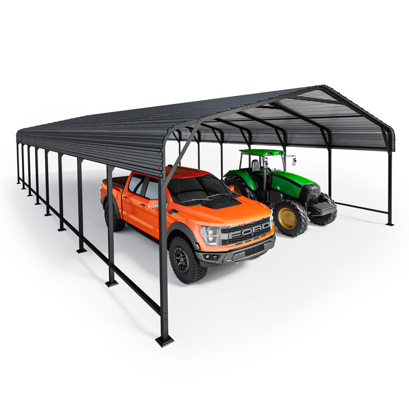 EASYHAWK 20 ft. W x 40 ft. D Galvanized Steel Carport with Sloped Roof, 116" H x 238" W x 233" D