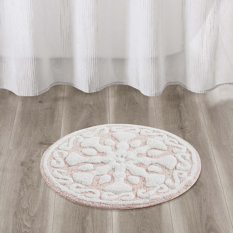 Medallion Cotton Tufted Bath Rug, Pink