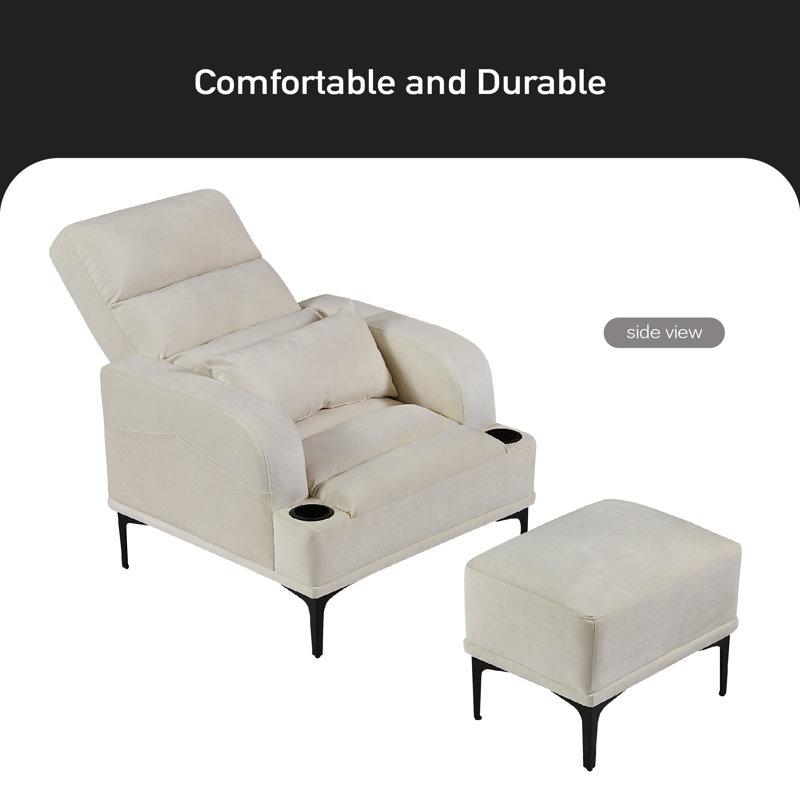 Fauteuil inclinable Sanyla, Velours ivoire