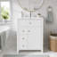 Meuble-lavabo de salle de bain avec porte à fermeture en douceur, plusieurs tiroirs et lavabo en céramique-1417779691
