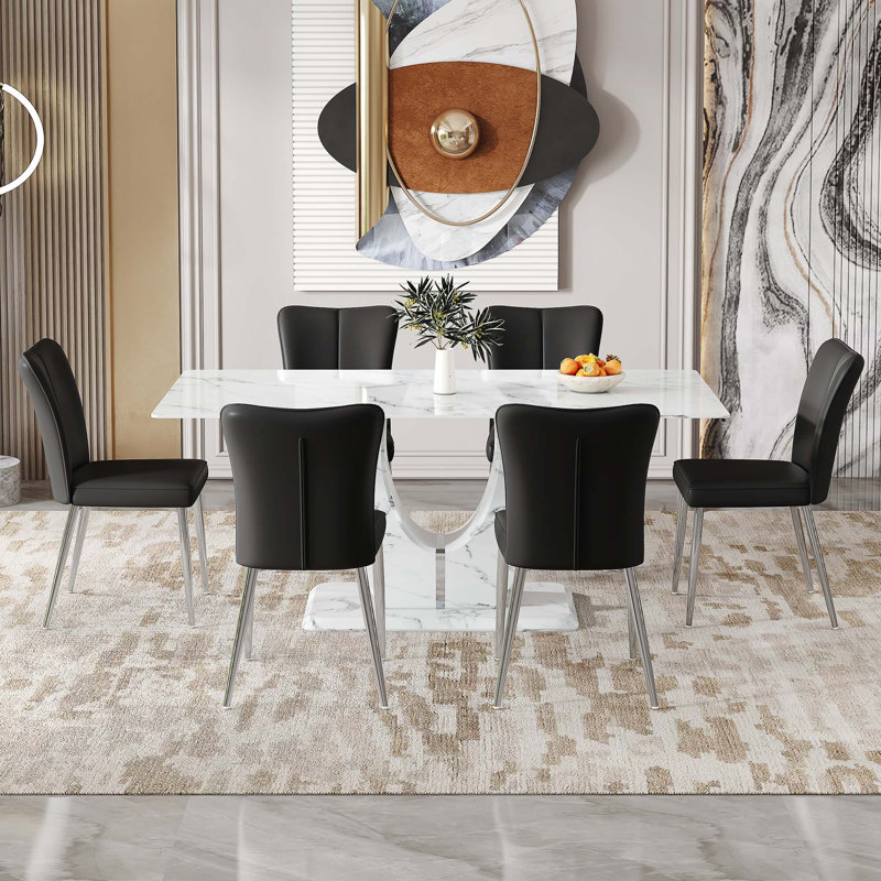 Ensemble de table et de chaises Motif marbré simple moderne, 7