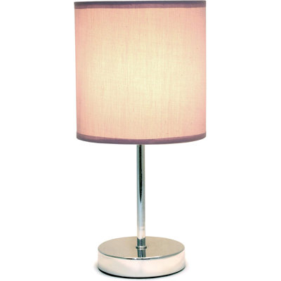  Mini lampe de table chromée avec abat-jour en tissu pour bureau de chevet et chambre à coucher
