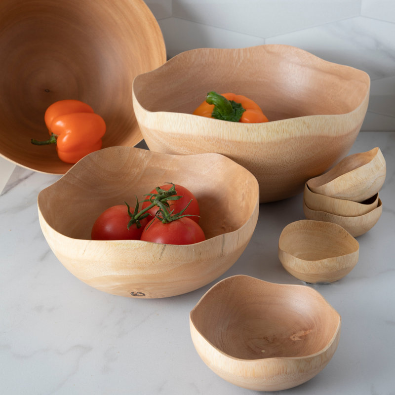 Kiln Mango Wood Wave Edge Bowl, Medium