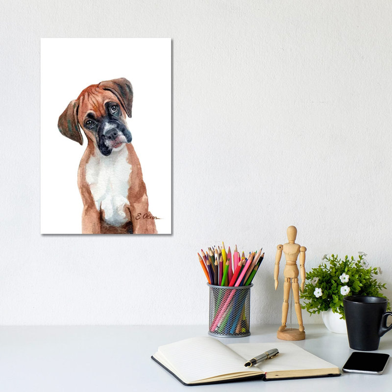 Boxer Puppy by Watercolor Luv - Wrapped Canvas Painting, 20.32 cm H x 30.48 cm W