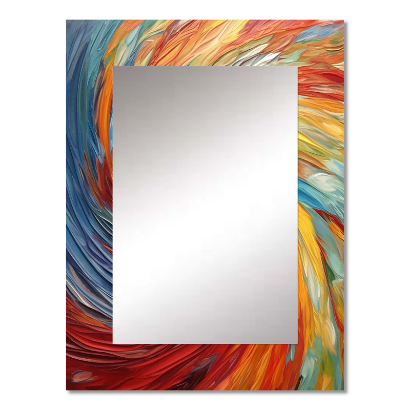 Spirale symphonie II - grand miroir abstrait en spirale, décor de miroir mural bleu unique, impression d'art en métal