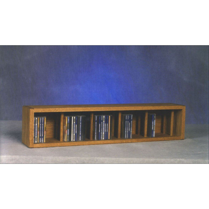 Dowel-Style Wooden CD Rack - 03D Series, Natural, 7.25" H x 52" W x 6.375" D