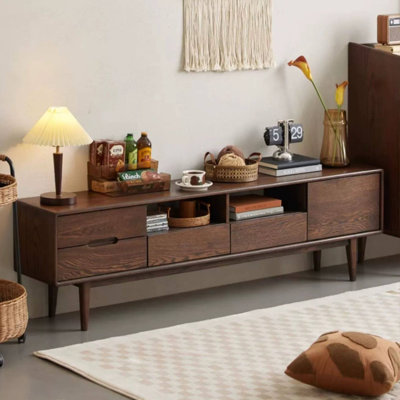 Solid Wood TV Stand   North American Oak Furniture, Modern Design for Living Room, Sturdy and Elegant Storage Solution, Perfect for Home Entertainment Setup