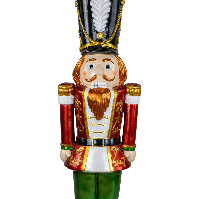 Festive 5.25' Red Green Fiberglass Christmas Nutcracker Soldier