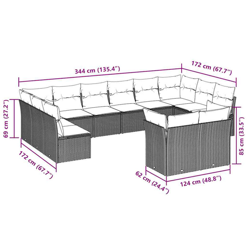 Ensemble de canapé de jardin Vidaxl