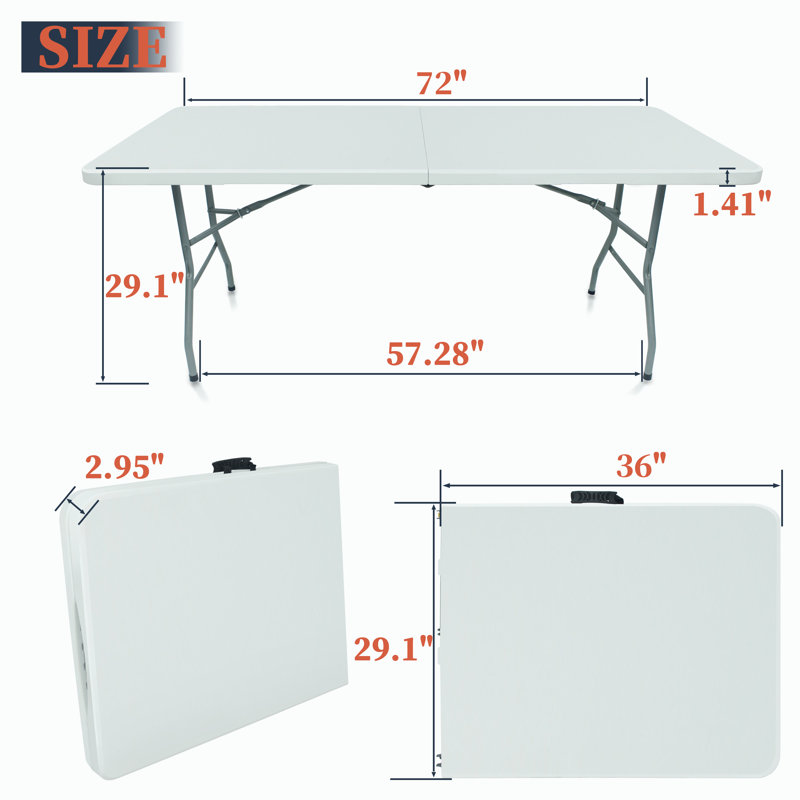 Tables pliantes portatives 72 po, Blanc
