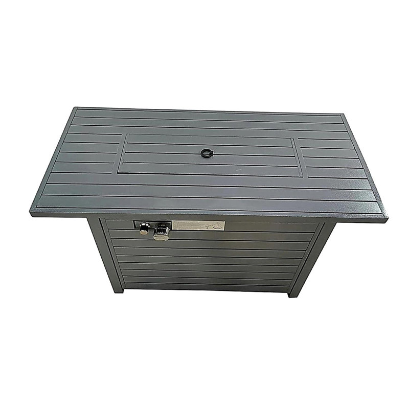 Steel propane outdoor fire pit table with lid, Gray