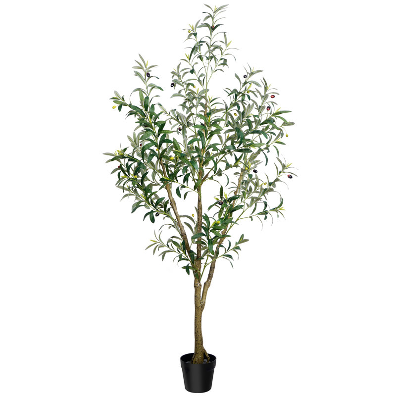 Olive artificielle avec des fruits avec des feuilles réalistes et un tronc naturel pour un décor intérieur et extérieur