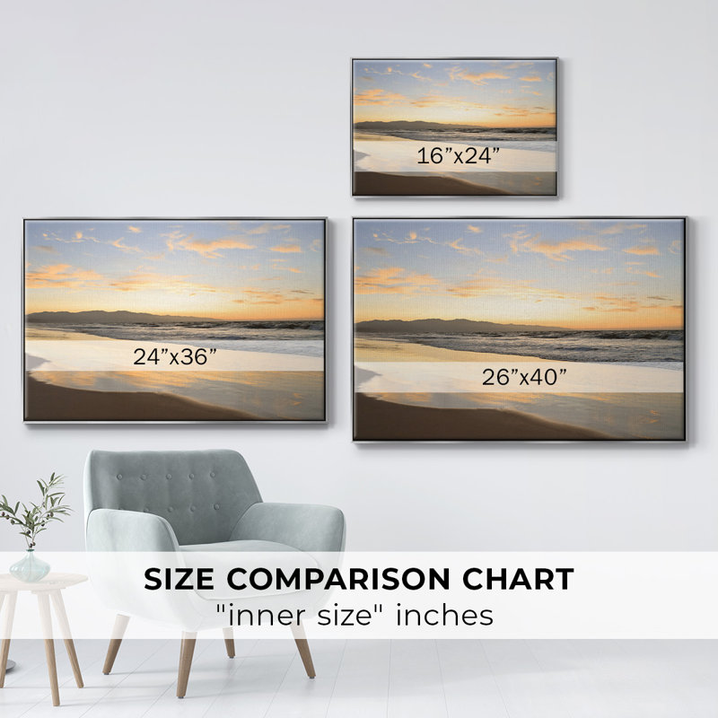 Peaceful Shore, peinture sur toile encadrée, Encadrement argenté, H 17 po x l 25 po x P 2 po