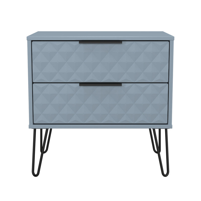 Harlequin 58cm W Manufactured Wood Bedside Table, Blue