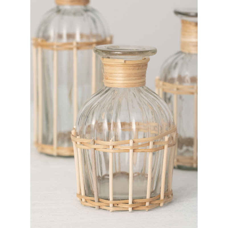 Ensemble de 3 bouteilles décoratives en verre