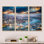 Vue aérienne de Londres au crépuscule - photographie flottante sur toile 3 pièces