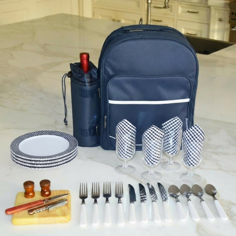 Insulated Picnic Backpack, Service for 4