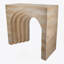 Console 32,3 x 14,2 x 29,9 arquée moderne avec finition en faux travertin beige, légère et durable