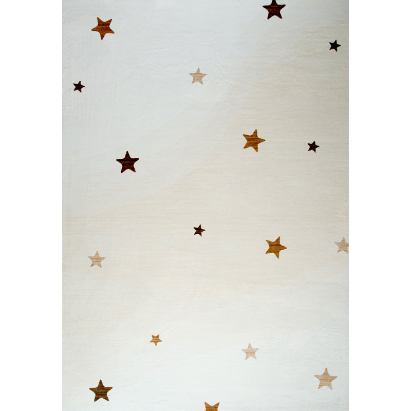Rug Branch Stella 5' x 8' (5'3" x 7'7") Cream Stars Kids Area Rug, Scandinavian, Medium Pile, Stain-Resistant Carpet - Playroom, Nursery, Toy Room and Bedroom