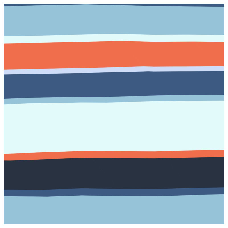 Tapis de bain à rayures bleues et orange, L 24 po x L 17 po