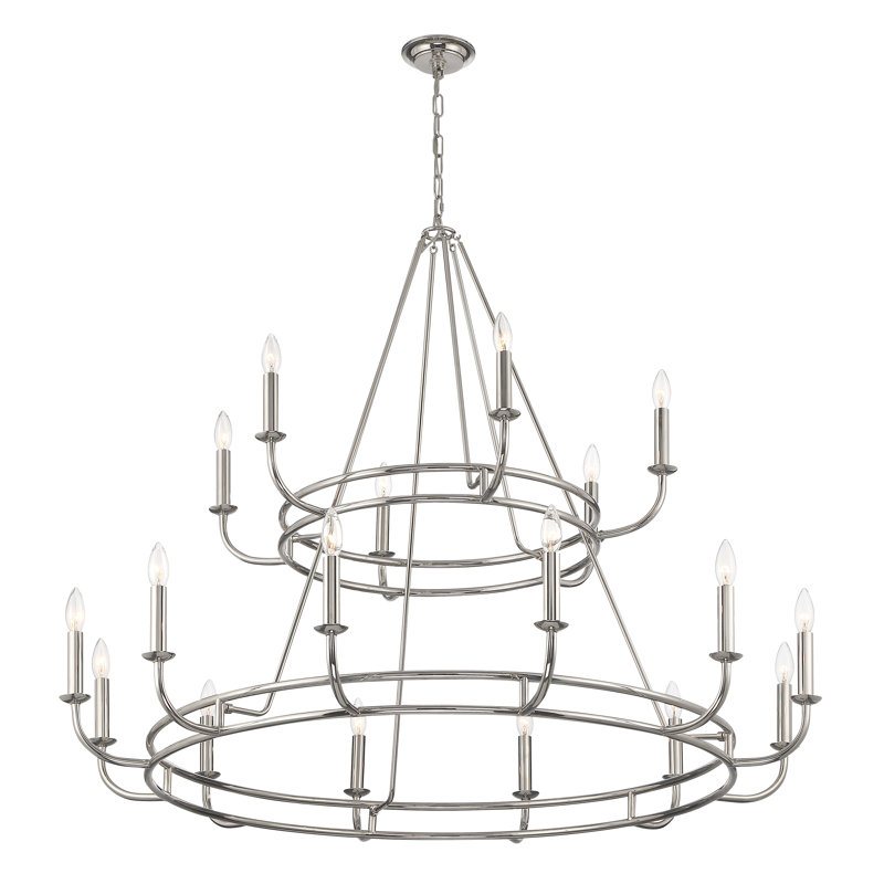Marqua 18 - Light Wagon Wheel Chandelier, Nickel