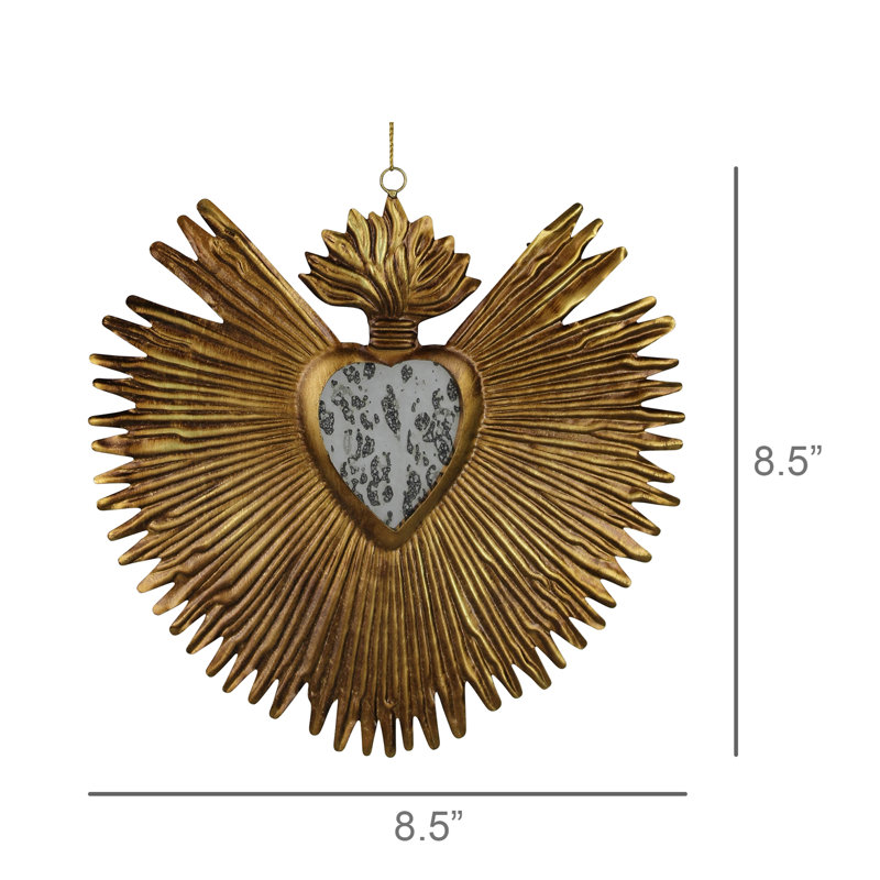 Cœur Milagro avec miroir, or antique