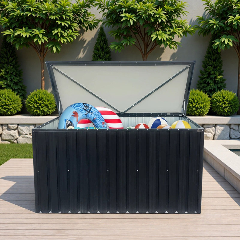 67.9"W 215 Gallon Large Lockable Metal Outdoor Storage Deck Box