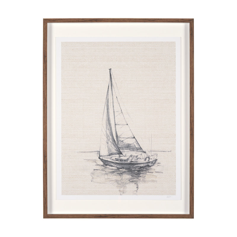 «Sail Away I» par Studio A, reproduction d'art encadrée à la main avec passe-partout mat, «Sail Away I»