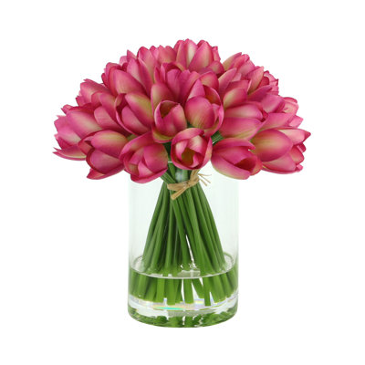 White Tulips Arranged in Glass Vase