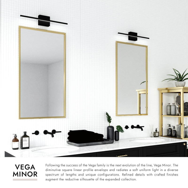 Vega Minor 1 - Light LED Bath Bar, Gold