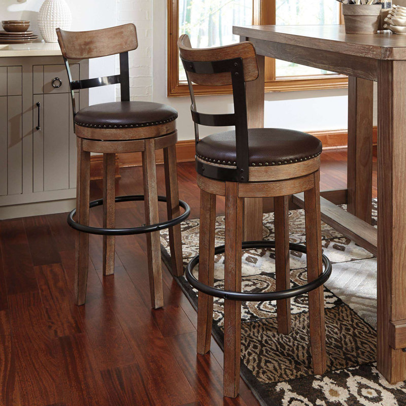 Upholstered Counter Stool, Light Brown, Bar Stool (30" Seat Height)
