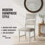 Ensemble de 2 chaises d'appoint de style campagne moderne, finition blanc antique, dossier rembourré, mobilier en bois | Idée de cadeau