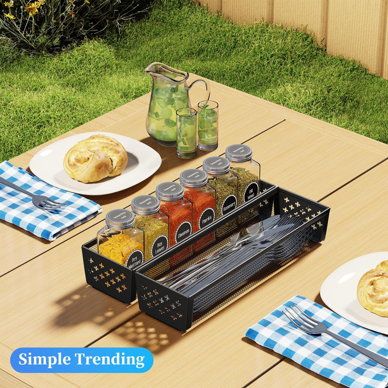 Rangement de tiroir pour ustensiles de cuisine, 8 ustensiles de rangement pour ustensiles de cuisine, rangement en métal pour les cuillères, couteaux et fourchettes (12,2 x 3,2 x 2,1 po, noir)