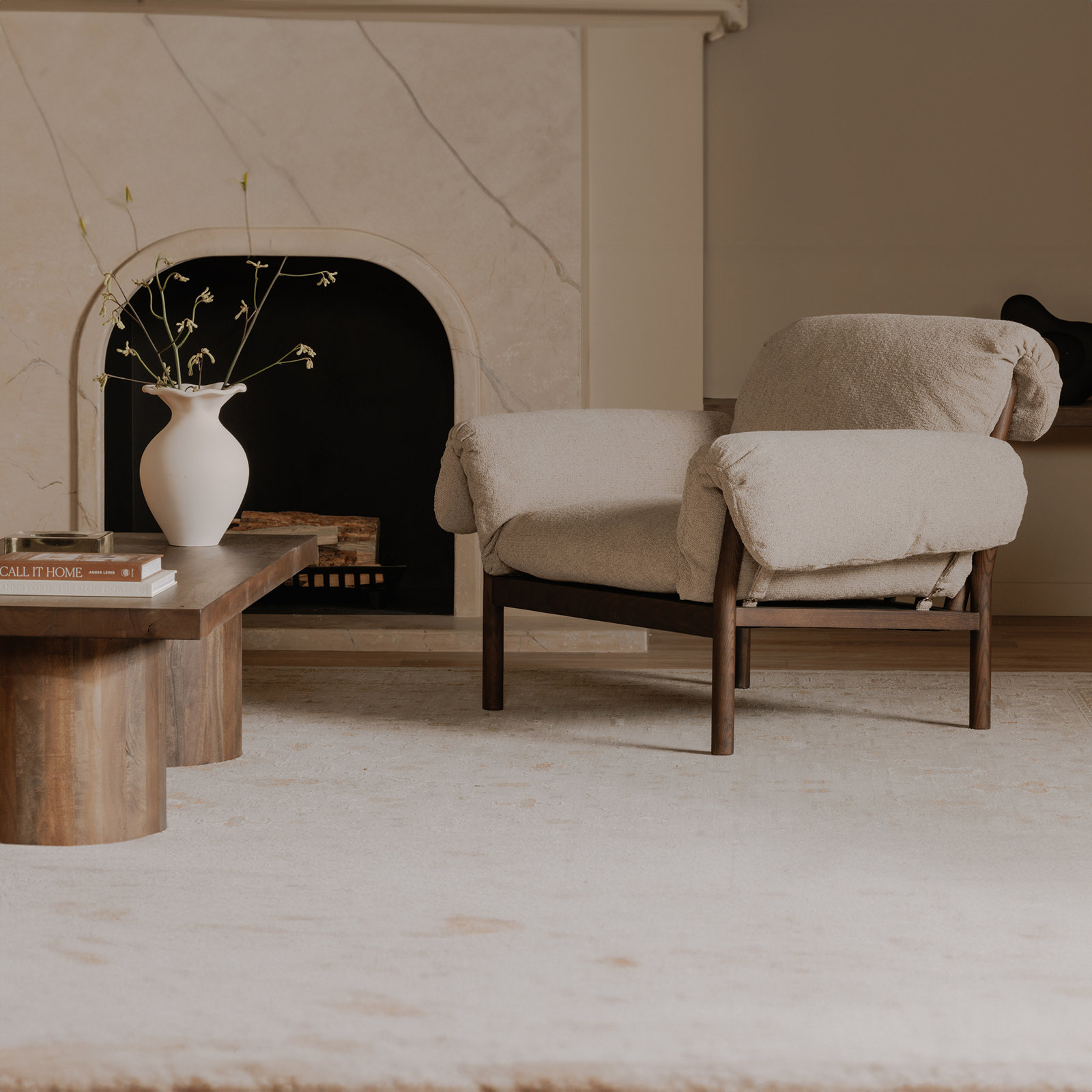 Upholstered Accent Chair, Beige