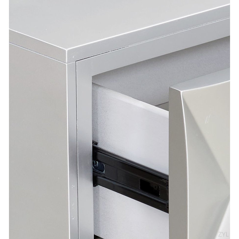 Armoire console argent métallique et champagne