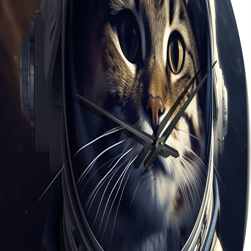 Space Cat Photography I Metal Wall Clock, Medium
