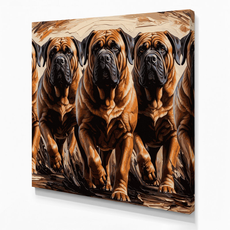 Dogs Mastiff Black Canvas Wall Art, 12" H x 12" W