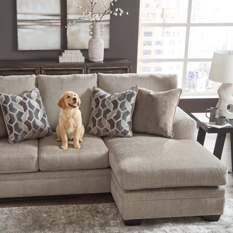 Gwendolynne Upholstered 92'' Sofa & Chaise, Beige Polyester