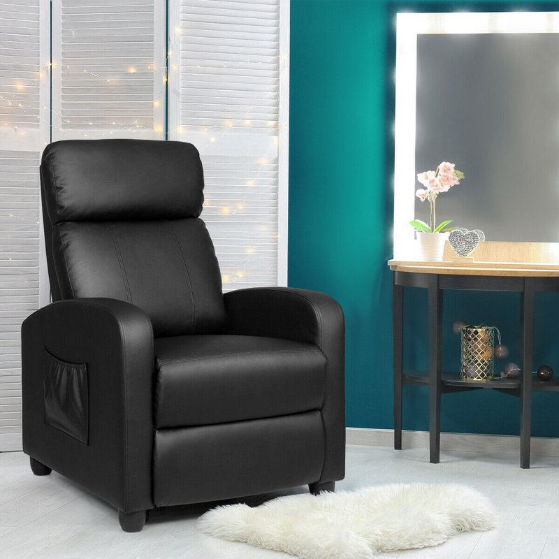 Fauteuil inclinable massant en simili-cuir, Similicuir noir