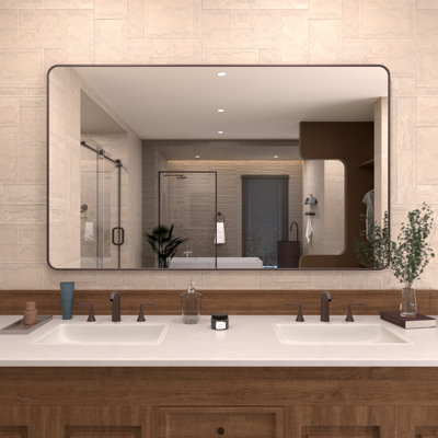 Cosy 60 in. W x 36 in. H Rectangular Modern Framed Wall Bathroom Vanity Mirror in Oil Rubbed Bronze