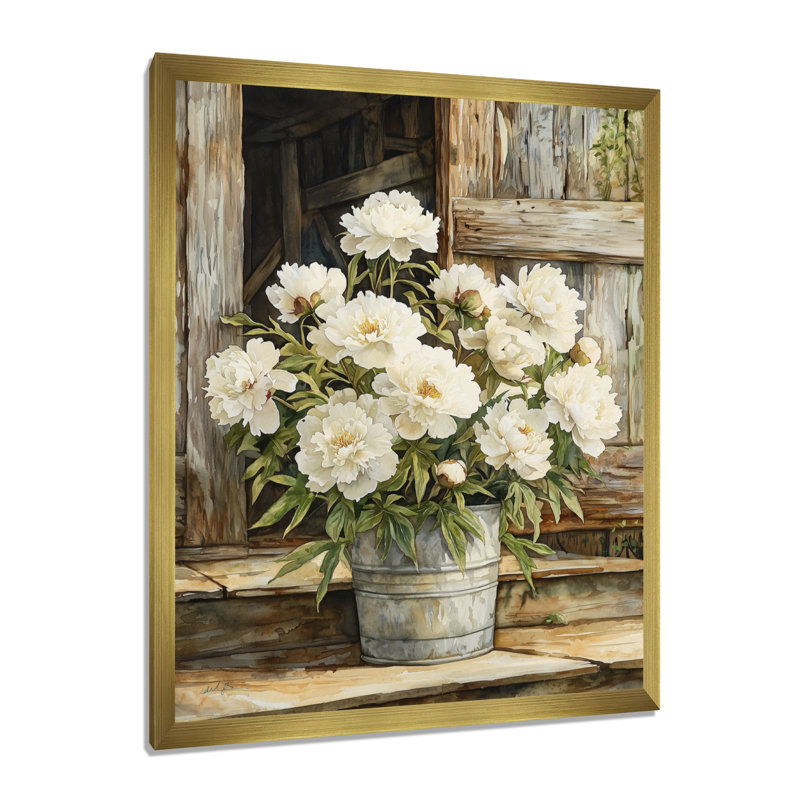 Paulette - impressions murales florales, Impression d'un seul cadre photo, H 20 po x l 12 po, Doré