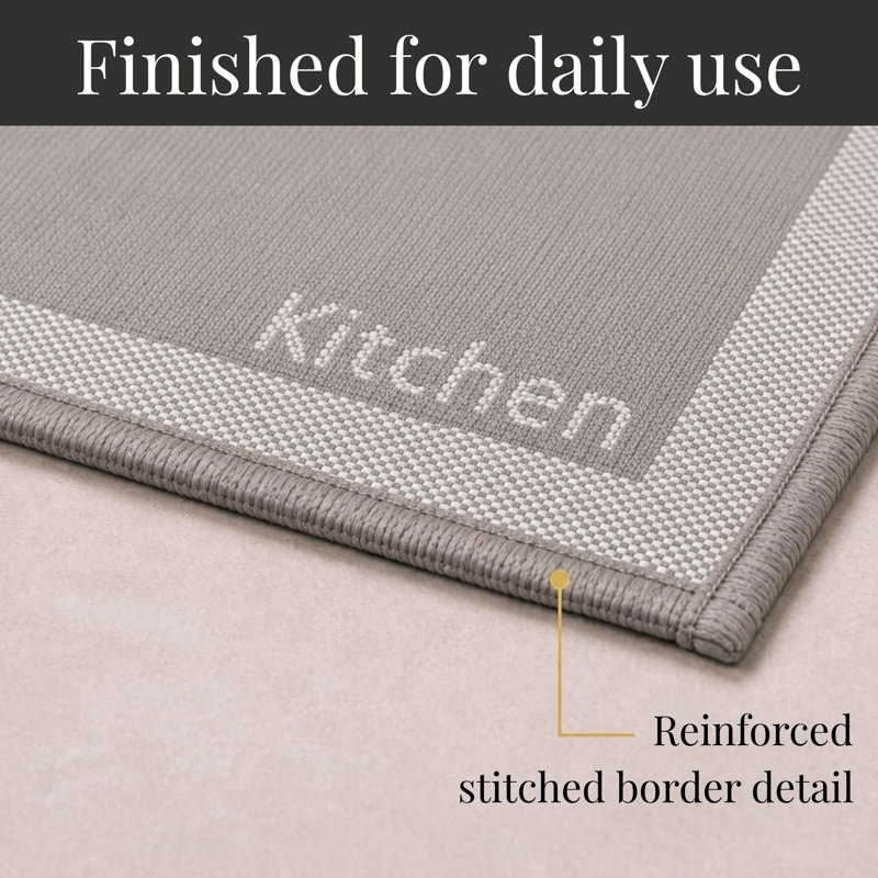 Two-Tone Beige Kitchen Runner Rug 20x48, Beige, Runner 1'8" x 4"