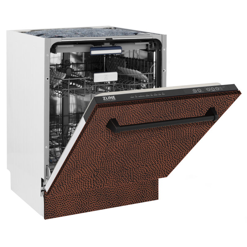 ZLINE 24 in. Tallac Series 3rd Rack Tall Tub Dishwasher, 51dBa, Hand Hammered Copper