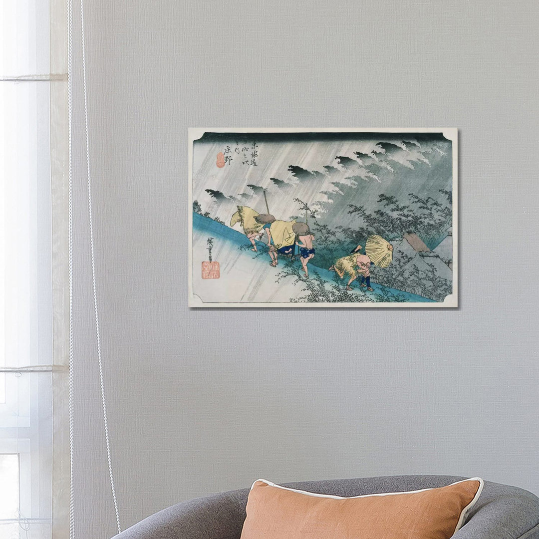 Shono, Hakuu (Shono: Driving Rain) by Utagawa Hiroshige - Wrapped Canvas Painting