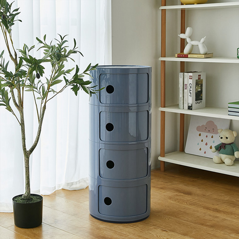Kimmori Tray Top Drum End Table, Grey