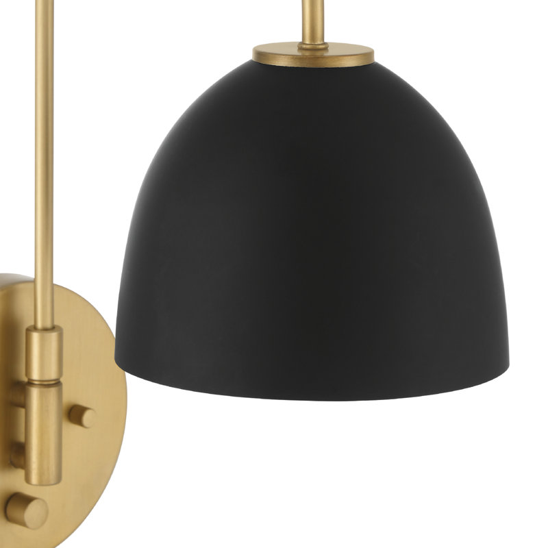 Hunter Erling 1 Light Large Gold and Matte Black Plug-In Wall Sconce Light Fixture, Gold