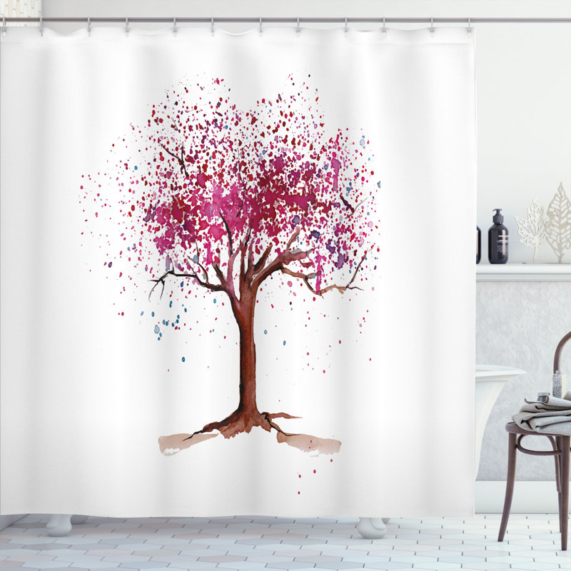 Rideau de douche simple sakura tree, H 69 po x l 75 po