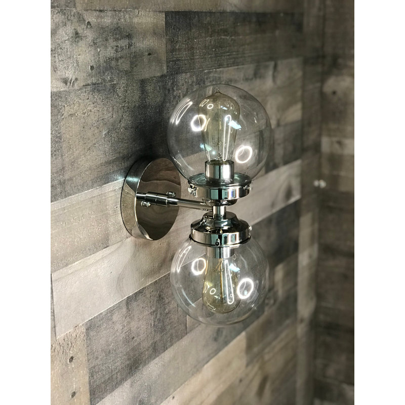Rada Armed Sconce, Polished Nickel, Clear