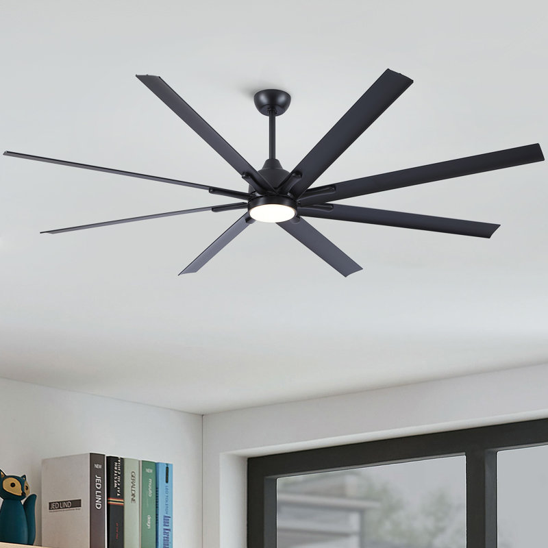 84 In Super Large Black Ceiling Fan With Remote Control 8 Blades